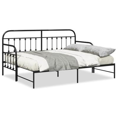 Bedframe voor een daybed met hoofdeinde Zwart 80 x 200 cm Staal