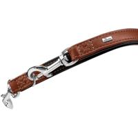 HUNTER Verstelbare hondenriem Canadese UP, kleur: cognac/zwart, zacht, soepel leer, 3-voudig verstelbaar, duurzaam, Made in Germany, maat: 15/201 - thumbnail
