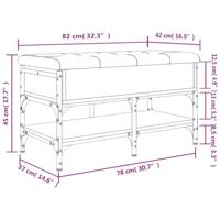 Schoenenbank 82x42x45 cm bewerkt hout gerookt eikenkleurig - thumbnail