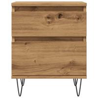 Nachtkastjes 2 st 40x35x50cm bewerkt hout artisanaal eikenkleur - thumbnail