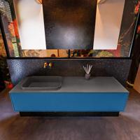 Badkamermeubelset Mondiaz Erin 150 cm met 1 Lade met RIDGE Wastafel Links Dark grey Zonder Kraangaten Greeploos Mat Jeans - thumbnail