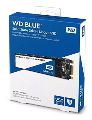 WD Blue 3D NAND SATA SSD - Solid state drive - 250 GB - intern - M.2 2280 - SATA 6Gb/s WD Blue 3D NAND SATA SSD - Solid state drive - 250 GB - intern - M.2 2280 - SATA 6Gb/s