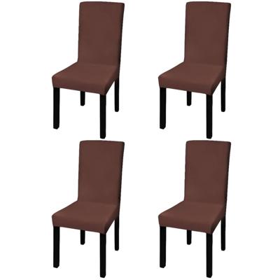 VidaXL Stoelhoezen 4 st stretch recht bruin VidaXL Stoelhoezen 4 st stretch recht bruin