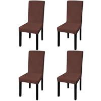 VidaXL Stoelhoezen 4 st stretch recht bruin - thumbnail