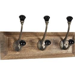 Clayre & Eef Wandkapstok 30x8x10 cm Zwart Hout Ijzer Rechthoek