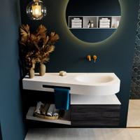 MONDIAZ RIVA 120cm badmeubel onderkast / planchet kleur Antracite met 1 lade. Wastafel DULCET rechts 0 kraangaten kleur Talc. - thumbnail