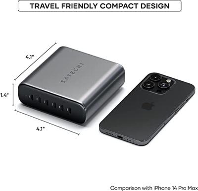 Satechi USB-C 6-port GaN charger (200W) - Space Gray Satechi USB-C 6-port GaN charger (200W) - Space Gray