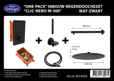 Best Design Regendoucheset One Pack Inbouw Thermostaat Nero M300 Mat Zwart Best Design Regendoucheset One Pack Inbouw Thermostaat Nero M300 Mat Zwart