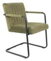 Dutchbone Stitched armstoel velvet olive - thumbnail