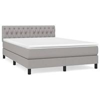Boxspring met matras stof lichtgrijs 140x190 cm - thumbnail