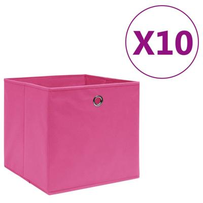 Opbergboxen 10 st 28x28x28 cm nonwoven stof roze