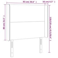 Hoofdbord met randen 93x16x118/128 cm stof donkerbruin - thumbnail