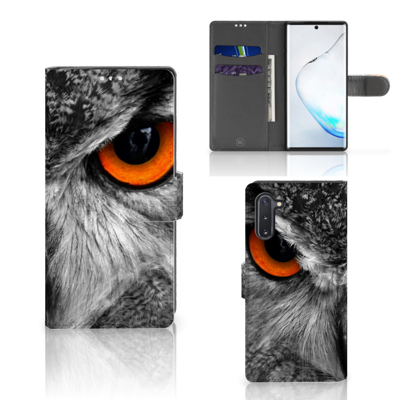 Samsung Galaxy Note 10 Telefoonhoesje met Pasjes Uil Samsung Galaxy Note 10 Telefoonhoesje met Pasjes Uil