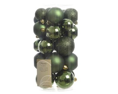 Decoris kerstballen set Plastic 30st dennengroen 4-5-6cm