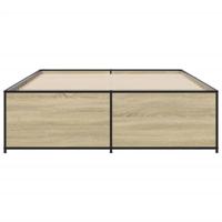 Bedframe bewerkt hout metaal sonoma eikenkleurig 90x190 cm - thumbnail