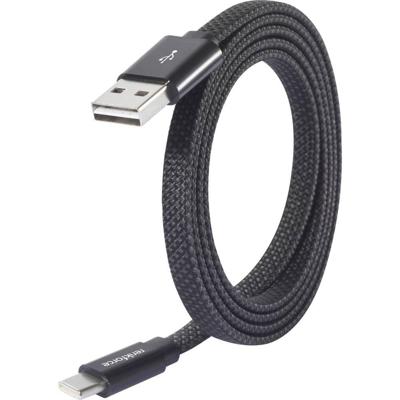 Renkforce RF-6872560 USB-kabel USB 2.0 USB-A stekker, USB-C stekker 1.00 m Zwart Met magnetische opwikkeling