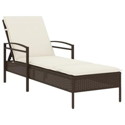 Ligbed met kussen 63x200x81 cm poly rattan bruin - thumbnail