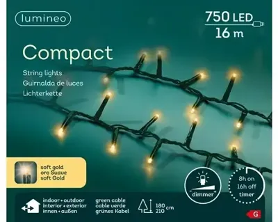 LED compact rice lights 750 lamps soft gold