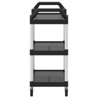 Trolley 3-laags 81x41x92 cm aluminium zwart - thumbnail