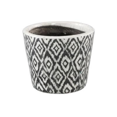 PTMD bloempot beire m ikat print zwart/wit 12 cm | 12 stuks