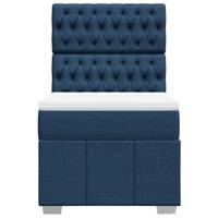 Boxspring met matras stof blauw 90x200 cm - thumbnail