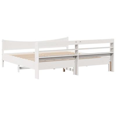 Bedframe met hoofdbord massief grenenhout wit 180x200 cm