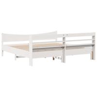 Bedframe met hoofdbord massief grenenhout wit 180x200 cm - thumbnail