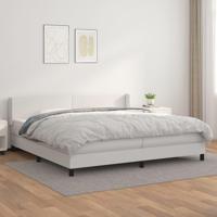 Boxspring met matras kunstleer wit 200x200 cm - thumbnail