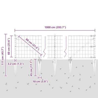 VidaXL Hek met paal groen 0,6 x 10 m staal en pvc