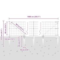 VidaXL Hek met paal groen 0,6 x 10 m staal en pvc - thumbnail