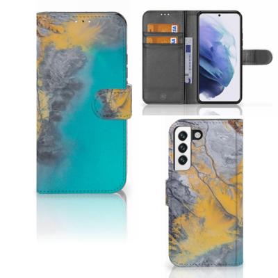 Samsung Galaxy S22 | Bookcase | Marble Blue Gold