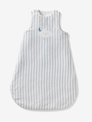 Zomers trappelzak van katoengaas IN DE WOLKEN blauw, gestreept Zomers trappelzak van katoengaas IN DE WOLKEN blauw, gestreept