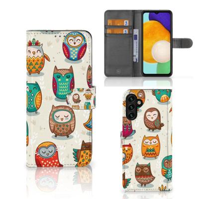 Samsung Galaxy A04s | Samsung Galaxy A13 5G | Telefoonhoesje | Met pasjeshouder | Vrolijke Uilen