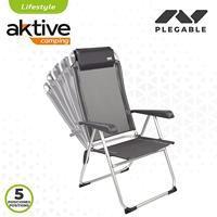 Klapstoel met Hoofdsteun Aktive Zwart 44 x 55 x 101 cm - thumbnail