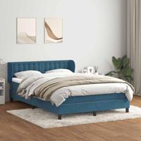 Boxspring met matras fluweel donkerblauw 160x210 cm - thumbnail