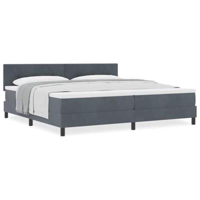 Boxspringbed met Matras Donkergrijs 200 x 200 cm Stof