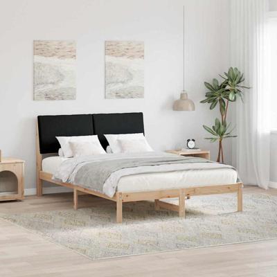 Bedframe Bruin en zwart 160 x 200 cm Massief grenenhout