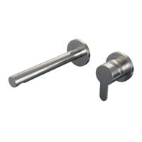 Inbouw Wastafelmengkraan Brauer Brushed Edition Coldstart Rechte Uitloop Korte Platte Hendel Rechts Geborsteld RVS PVD Met Rozetten Brauer - thumbnail