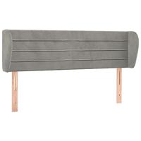 Hoofdbord met randen 147x23x78/88 cm fluweel lichtgrijs - thumbnail
