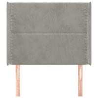 Hoofdbord met randen 203x16x118/128 cm fluweel lichtgrijs - thumbnail