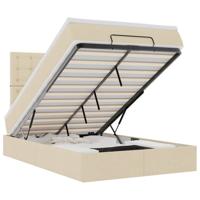 Ottoman bed met matras en LED's 120x190cm stof crèmekleurig - thumbnail
