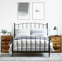 Nachtkastje Oud hout 40 x 36 x 60 cm Gelaagd hout en metaal - thumbnail