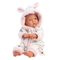 Newborn babypop Mila met zacht stippenpakje - 32 cm - thumbnail