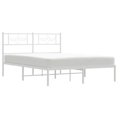 Bedframe met hoofdbord metaal wit 140x190 cm