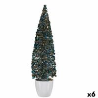 Decoratieve figuren Kerstboom Blauw Gouden Plastic 10 x 38 x 10 cm (6 Stuks) - thumbnail