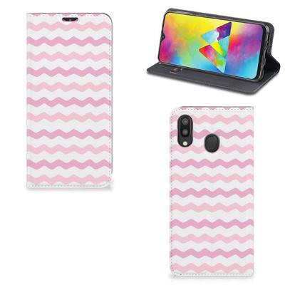 Samsung Galaxy M20 | Hoesje met Magneet | Waves Roze Samsung Galaxy M20 | Hoesje met Magneet | Waves Roze