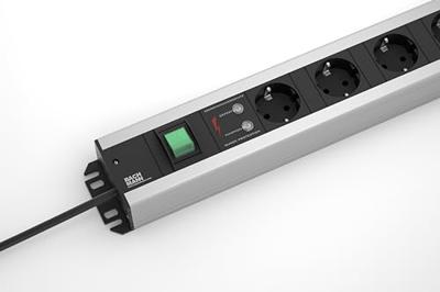 Bachmann 300.011 Overspanningsveilige stekkerdoos Aluminium, Zwart Randaarde stekker