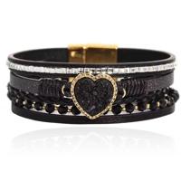 Deja Armband goudkleurig met hartvormige natuursteen in zwart - thumbnail