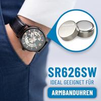ABSINA SR626SW Horlogebatterij 1,55V zilveroxide 10-pack - Knoopcellen SR626SW lekvrij & lange houdbaarheid - 377 / SR66 / SR626 / 626 / AG4 - Batterij SR626SW, Horlogebatterijen SR626SW Knoopcel - thumbnail