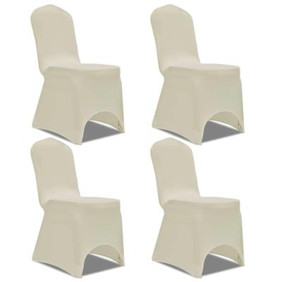 VidaXL Stoelhoes stretch 4 stuks crèmekleurig VidaXL Stoelhoes stretch 4 stuks crèmekleurig